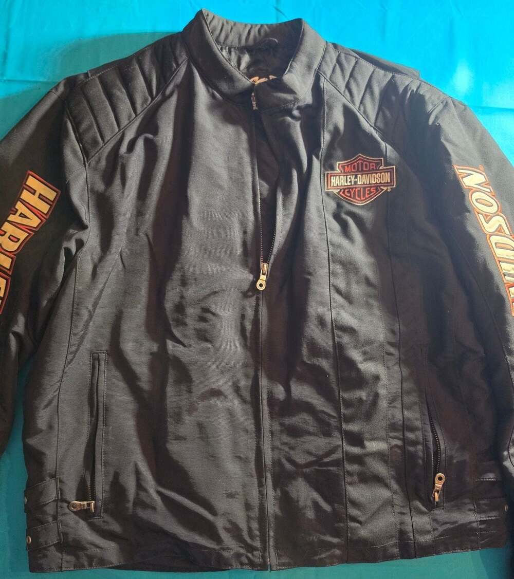 Harley Davidson Nylon Lined Riding Jacket Black Size XL